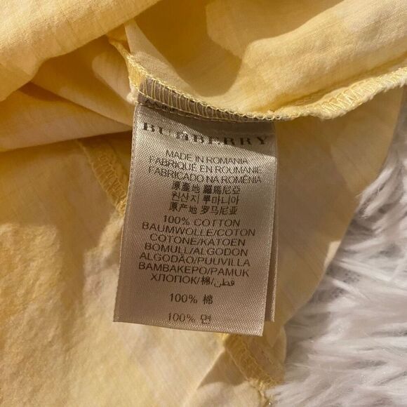 Burberry Brit Cotton Button Down Blouse in Yellow Plaid Small - Picture 5 of 6